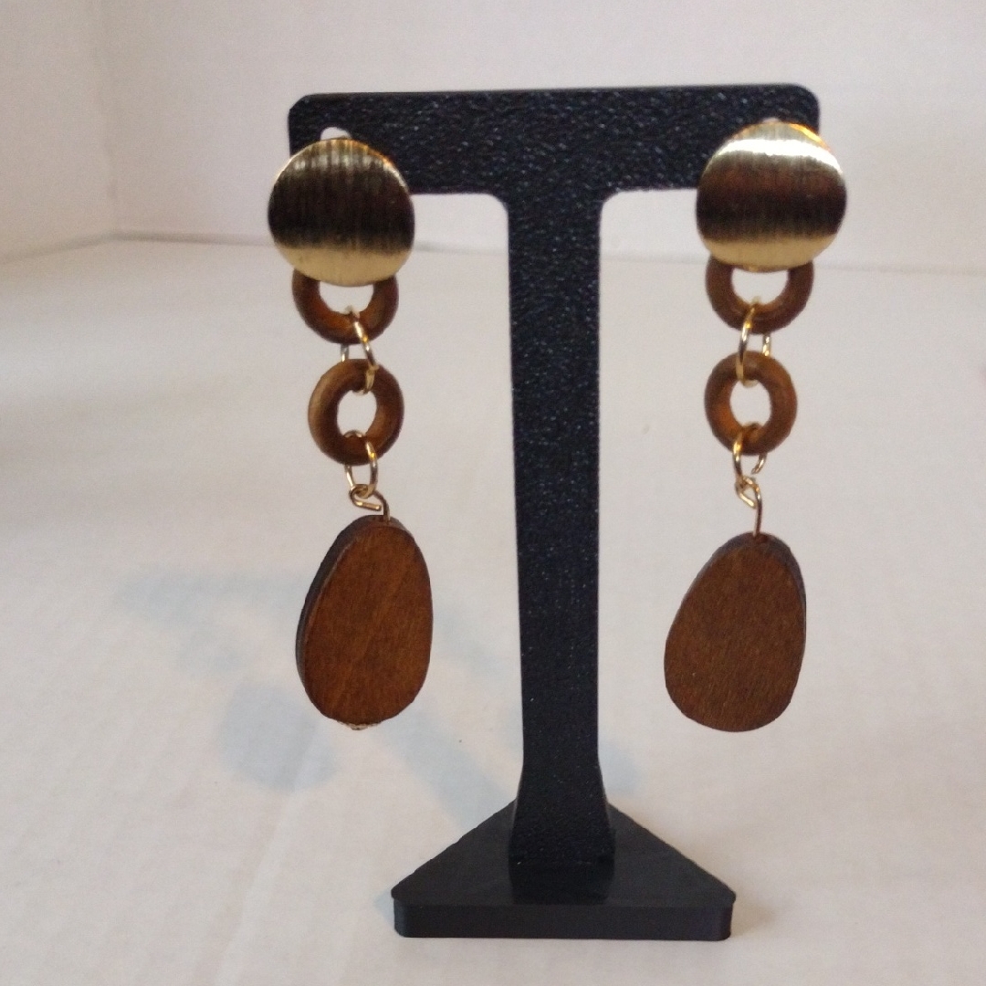 Linda New York Elegant Gold And Brown Dangle Earrings